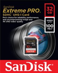 Карта пам'яті SanDisk SD 32GB C10 UHS-I U3 R100/W90MB/s Extreme Pro V30 SDSDXXO-032G-GN4IN фото