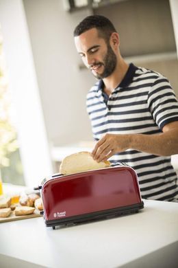 Тостер Russell Hobbs Classic, 1100Вт, метал, довгі слоти, червоний 21391-56 фото