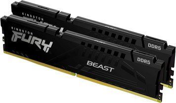 Kingston Пам'ять ПК Kingston DDR5 64GB KIT (32GBx2) 5600 FURY Beast Black EXPO KF556C36BBEK2-64 фото