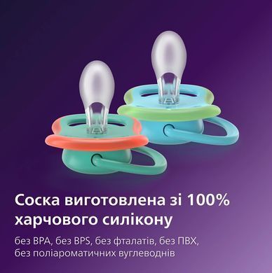 AVENT Пустушка Avent Ultra Air, 6-18 міс., 2шт, дизайн для хлопчиків. SCF087/11 фото