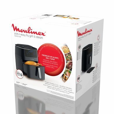 Moulinex Мультипіч Moulinex Easy Fry Grill&Steam, 1430Вт, чаша-6.2л, сенсорне керув., 8 програм, пластик, чорний AL201810 фото