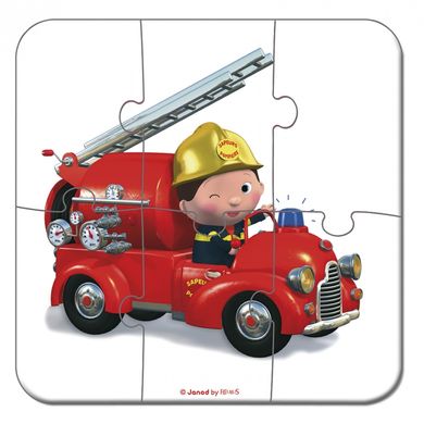 Набір з 4 пазлів Janod Лео та його пожежна машина J02882 фото
