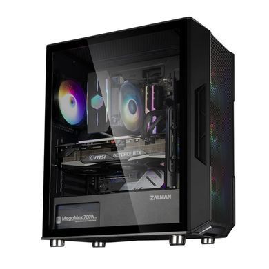 Zalman Корпус I3 NEO BLACK, без БЖ, 1xUSB3.0, 2xUSB2.0, 4x120mm RGB fans, TG Side Panel, ATX, Black I3NEOBLACK фото