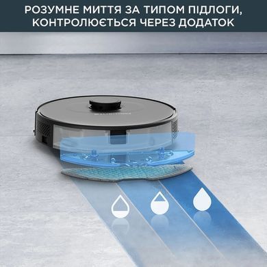 Rowenta Робот-пилосос X-Plorer Serie 75 S, h=9.5см, вологе прибирання, конт пил -0.4л, вода -0.3л, автон. робота до 120хв, НЕРА, управління через смартфон, чорний RR8575WH фото