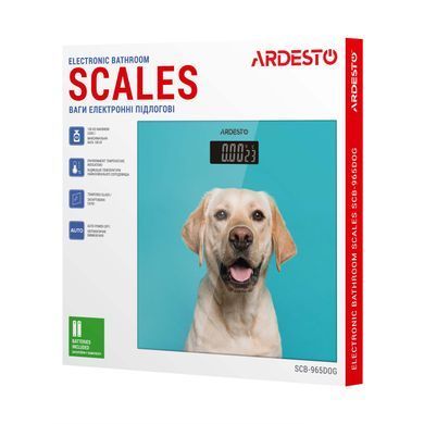 ARDESTO Весы напольные DOG, 150кг, 2хААА в компл, стекло, разноцветные SCB-965DOG фото