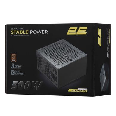 2E Gaming Блок живлення 2E GAMING Stable Power ATX3.1 (500W), >85%, 80+ Bronze, 120мм, 1xMB 24pin(20+4), 2xCPU 8pin(4+4), 3xMolex, 6xSATA, 2xPCIe 8pin(6+2) 2E-ST500BR-120 фото