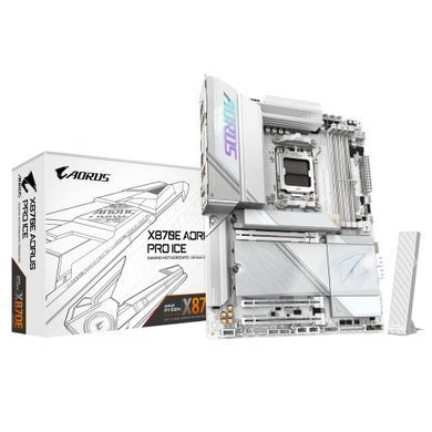 Gigabyte Материнская плата X870E AORUS PRO ICE sAM5 X870 4xDDR5 M.2 HDMI Wi-Fi BT ATX X870E_AORUS_PRO_ICE фото