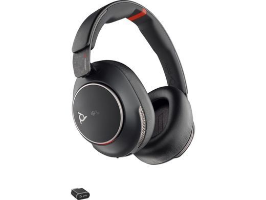 Poly Гарнитура компьютерная стерео On-ear Voyager Surround 85-M с подставкой для подзарядки, BT 5.3, USB-A, USB-C, 3.5 мм, 10 x Omni-mic, ANC, черный 8G7T8AA фото