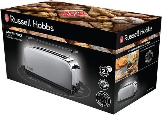 Russell Hobbs Тостер Oxford 1600Вт, длинные слоты на 4 тоста, металл, серебристый