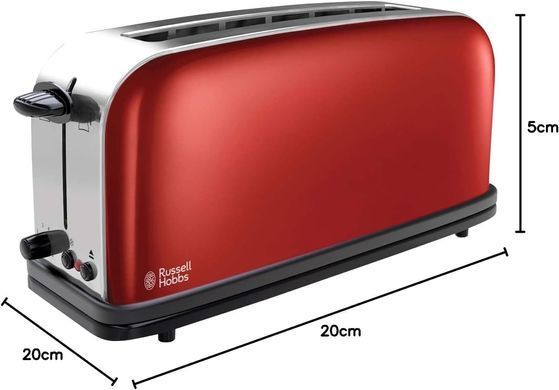 Тостер Russell Hobbs Classic, 1100Вт, метал, довгі слоти, червоний 21391-56 фото