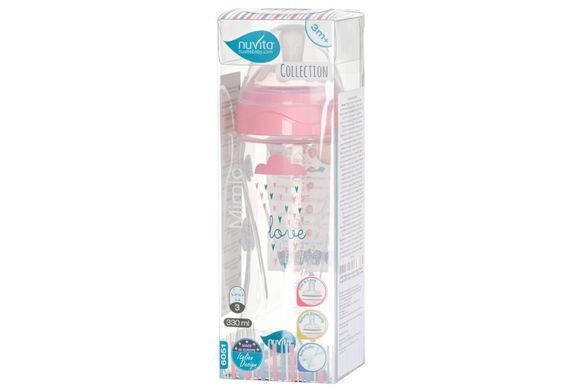 Nuvita Детская бутылочка 6051 Mimic Collection 330мл 4м+ Антиколиковая розовая NV6051ROSA фото