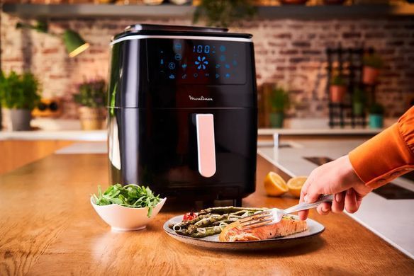 Moulinex Мультипіч Moulinex Easy Fry Grill&Steam, 1430Вт, чаша-6.2л, сенсорне керув., 8 програм, пластик, чорний AL201810 фото