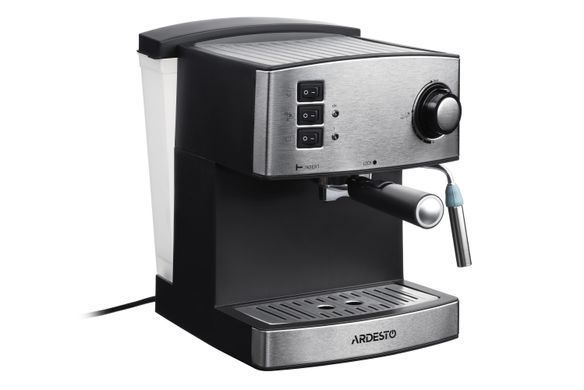 Кавоварка Ardesto ріжкова Steel Collection YCM-E1600, 1,6л, мелена, ручний капуч, сріблясто-чорний YCM-E1600 фото