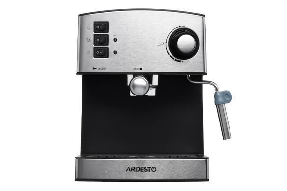 Кавоварка Ardesto ріжкова Steel Collection YCM-E1600, 1,6л, мелена, ручний капуч, сріблясто-чорний YCM-E1600 фото