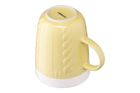 Чашка Ardesto Кnitti, 330 мл, жовта, порцеляна AR3457Y фото