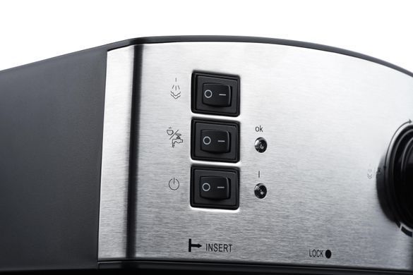 Кавоварка Ardesto ріжкова Steel Collection YCM-E1600, 1,6л, мелена, ручний капуч, сріблясто-чорний YCM-E1600 фото