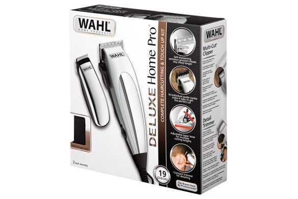 Moser Машинка для стрижки WAHL HomePro Deluxe Combo, от сети, вибрационный мотор, насадок-12, мини-триммер в компл., серебристый 79305-1316 фото