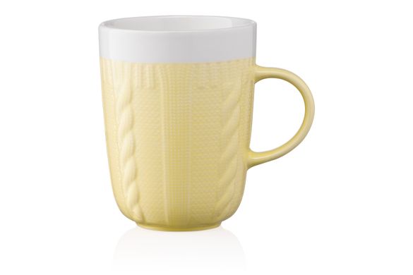 Чашка Ardesto Кnitti, 330 мл, жовта, порцеляна AR3457Y фото