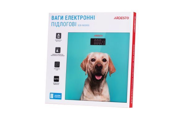 ARDESTO Весы напольные DOG, 150кг, 2хААА в компл, стекло, разноцветные SCB-965DOG фото