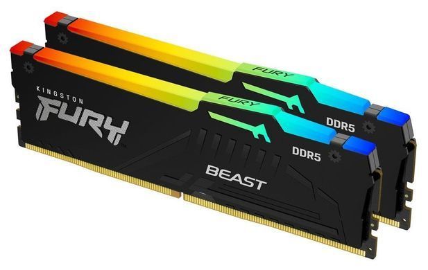 Kingston Память ПК DDR5 64GB KIT (32GBx2) 5200 FURY Beast RGB KF552C40BB2AK2-64 фото