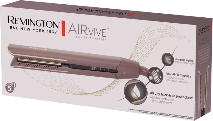 Remington Випрямляч AIRvive, 61Вт, темп.режимов-5, 150-230С, дисплей, кераміка, фіолетово-злотий S8930 фото