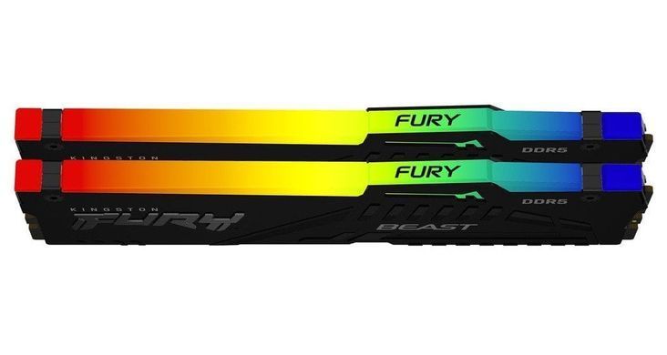 Kingston Память ПК DDR5 64GB KIT (32GBx2) 5200 FURY Beast RGB KF552C40BB2AK2-64 фото